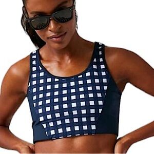 TUCKERNUCK: NWT Women’s  Navy Trellis Gingham Jean Sports Bra -Size XL